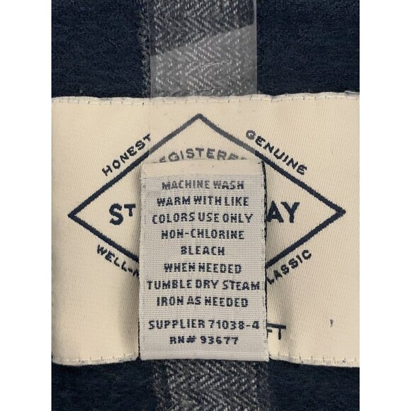 St. John's Bay Mens Flannel Shirt Blue Plaid Button-Down Long Sleeve Size XL - Picture 9 of 9